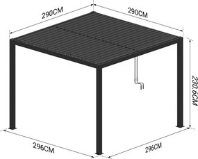 Hliníková bioklimatická pergola s lamelami 3 x 3 M