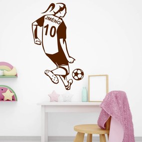 Veselá Stena Samolepka Futbalistka s menom Farba: hnědá, Veľkosť: 60 x 35 cm