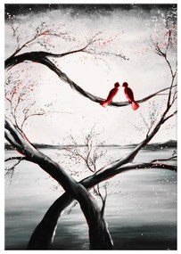 Gario Ručne maľovaný obraz Vtáčia láska Rozmery: 70 x 100 cm