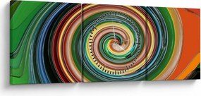 Abstraktný obraz - farebná špirála (s hodinami) (90x30 cm)