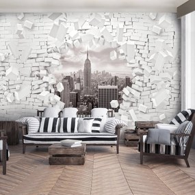 Fototapeta - New York a 3D Brickwall (152,5x104 cm)