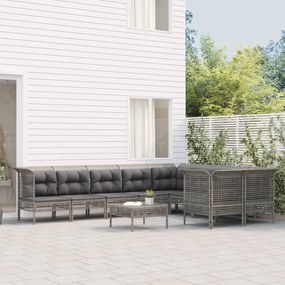 10-dielna záhradná sedacia súprava s vankúšmi polyratanová sivá 3187593