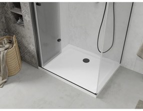 Mexen Lima, sprchovací kút so skladacími dverami 70 (dvere) x 100 (stena) cm, 6mm číre sklo, čierny profil + slim sprchová vanička biela s čiernym sifónom, 856-070-100-70-00-4010B