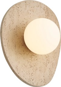 Nástenná lampa Japandi prírodný kameň organická s opálovým sklom - Josie