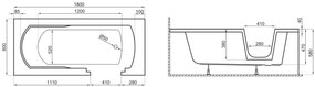 D‘Eluxe - VANE - Bezbariérová vaňa s dvierkami SENIOR AVO1880 180x80cm Biela - dvierka v pravo Bezbarérová vaňa s dvierkami biela Vaňa + Predný a Bočný Panel