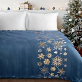 VIANOČNÁ FLEECOVÁ DEKA JOY3 150X200 CM TMAVOMODRÁ