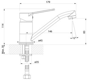 Aqualine - Umývadlová batéria s otočnou hubicou SINTRA lesklý chróm