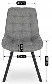Vintino kreslo BERA Látka - sivá farba, nohy čierne - vintino.sk