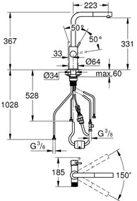 GROHE 30601DC0 - Drezová batéria BLUE PURE s vysúvacou sprchou, nerez