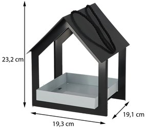 Závesné kŕmidlo pre vtáky Easy, 23x19x19 cm, kov, čierna