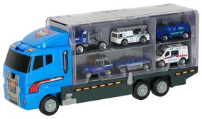 KIK Nákladný transportér s odpaľovacím zariadením a 6 kovovými policajnými autami