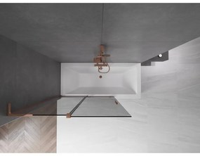 Mexen Velar L, 2-krídlová posuvná vaňová zástena 120 x 150 cm, 8mm šedé sklo, ružové zlato, 896-120-003-41-60