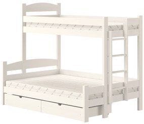 Poschodová posteľ Lovic 90x200/120x200 cm pravá - biela
