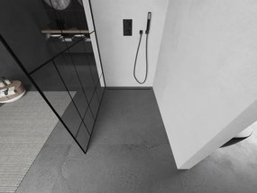 Mexen Kioto L, sprchová zástena Walk-In 80 x 200 cm, 8mm číre sklo čierny vzor, čierny profil, 800-080-103-70-78
