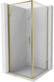 Mexen Exo, výklopný sprchový kút 95 x 95 cm, číre sklo, zlatá, 817-095-095-50-00