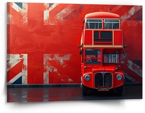 Sablio Obraz Červený poschodový autobus Vlajka - 150x110 cm