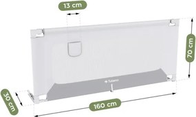 Bezpečnostná zábrana na posteľ Cover 46 biela / sivá 160 cm