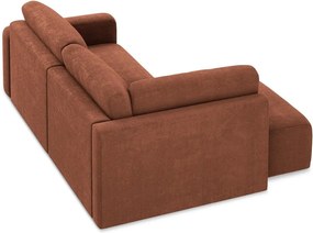 Ženilková rozkladacia/s úložným priestorom rohová pohovka v terakotovej farbe (ľavý roh/do L) Kona – Makamii