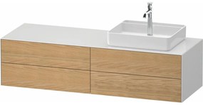 DURAVIT White Tulip závesná skrinka pod umývadlo na dosku (umývadlo vpravo), 4 zásuvky, 1600 x 550 x 408 mm, dub prírodný masív/biela vysoký lesk, WT4867RH5850000