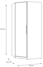 Rohová šatníková skriňa MARO 94x213 cm dub artisan