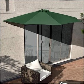 ModernHome Záhradný slnečník, polostenový slnečník na terasu, 2,7 m, zelený