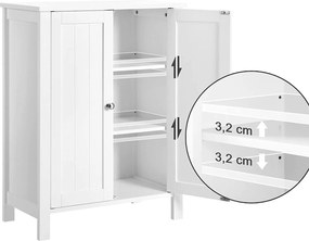 Kúpeľňová skrinka, úložná skrinka s 2 dvierkami, biela