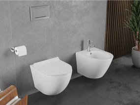 Mexen Lena, závesná WC misa 490x360x340 mm, Rimless Tornádo + toaletné WC sedadlo z duroplastu, biela lesklá, 30224000T