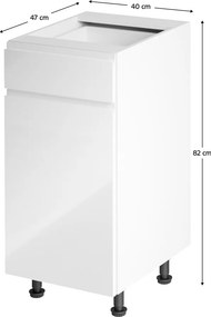 Dolná kuchynská skrinka D40S14 Aurellia (biela + biely lesk) (L). Vlastná spoľahlivá doprava až k Vám domov. 1015750