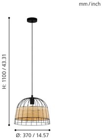Eglo 55709 - Luster na lanku ANWICK 1xE27/40W/230V ratan
