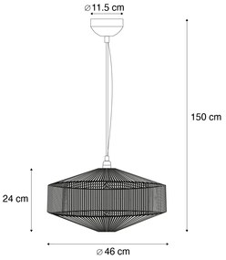 Japandi závesná lampa hnedé lano 46cm - Svea
