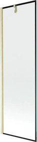 Mexen Next, 1-krídlová vaňová zástena 60 x 150 cm, 6mm číre sklo - čierny vzor, zlatá matná, 895-060-000-00-70-55
