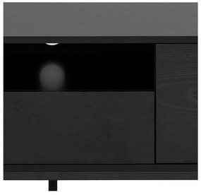 Čierny TV stolík v dekore jaseňa 140x45 cm Seaford – Actona