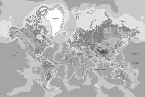 Obraz klasická mapa sveta v čiernobielom prevedení - 120x80