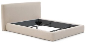 Béžová čalúnená dvojlôžková posteľ bez roštu 160x200 cm Blok – Kave Home