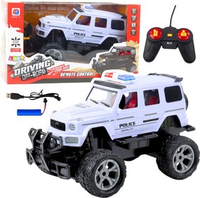 LEAN Toys RC policajné terénne auto na diaľkové ovládanie biele 1:12