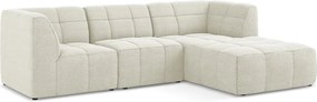 Béžová rohová pohovka z textílie buklé (pravý roh/s leňoškou) Aloha – Makamii