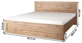 Tempo Kondela Manželská posteľ, 180x200, dub wotan, MORATIZ