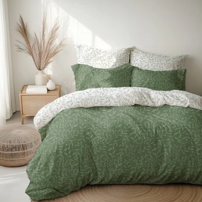 Stanex Bavlnené obliečky Zelené lístky, 140 x 200 cm, 70 x 90 cm, 140 x 200 cm, 70 x 90 cm