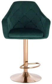 LuxuryForm DESIGN Barová stolička ANDORA VELUR na zlatom tanieri - zelená