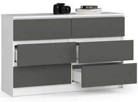 Komoda K120 6SZ CLP biela / sivá