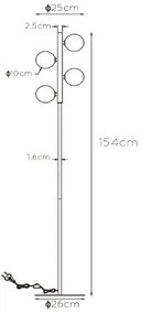 Lucide 45774/04/02 - Stojacia lampa TYCHO 4xG9/28W/230V zlatá