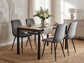 Sivá zamatová stolička LAVA s čiernymi nohami