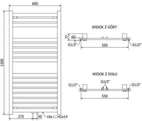Mexen Uran, vykurovacie teleso 1200x600 mm, 615 W, antracitová, W105-1200-600-00-66