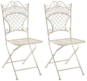 Kovová skladacia stolička Adelar (SET 2 ks) - Krémová antik