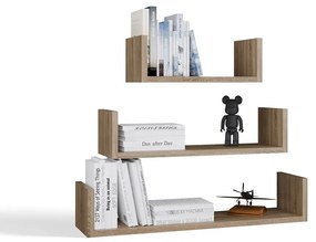 Súprava dubových nástenných políc MOBI hnedá