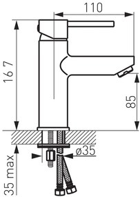 F-Design Flusso, stojanková umývadlová batéria, chróm lesklý, FD1-FLS-2-11