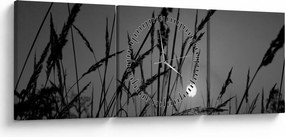 Obraz - Lúka so západom slnka (s hodinami) (90x30 cm)