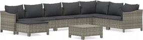 vidaXL 9-dielna sedacia súprava do záhrady, vankúše, Pe ratan, sivá