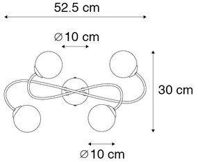 Moderné stropné svietidlo zlaté 4-žiarovkové s dymovým sklom - Atény