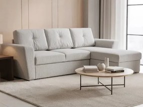 Rohová rozkládací sedačka Leyja, světle šedá látka%